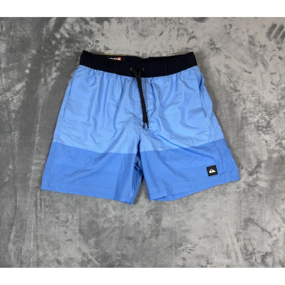 NWT Quicksilver Shorts Mens Small Blue Lined Elastic Waist Beach 7" Inseam